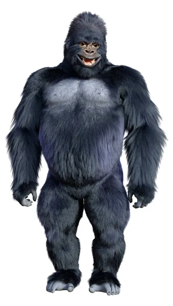 Rendering Eines Schwarzen Gorilla Affen Isoliert Auf Weißem Hintergrund — Stockfoto