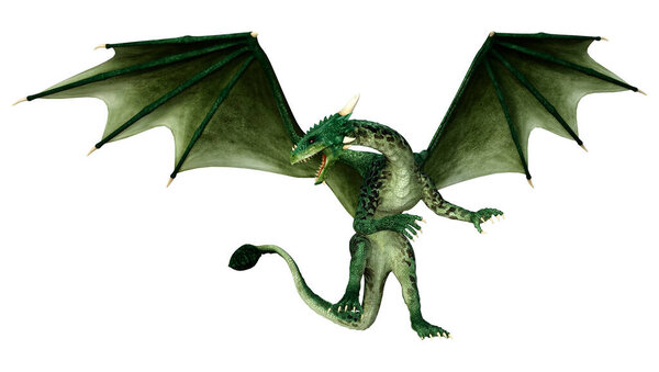 3D рендеринг фантазии дракона изолированы на белом фоне