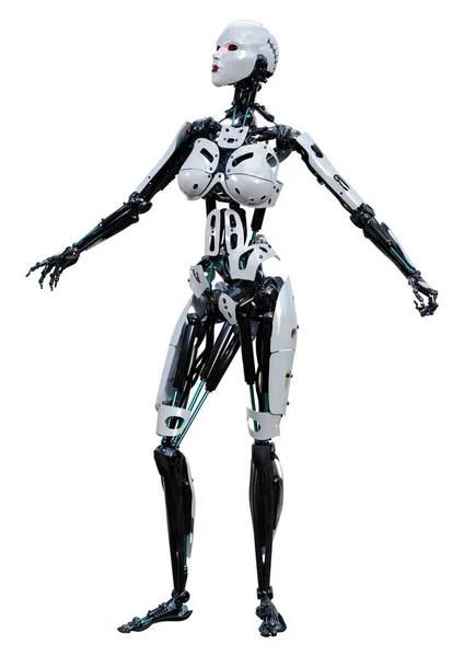 Representación Robot Femenino Aislado Sobre Fondo Blanco —  Fotos de Stock