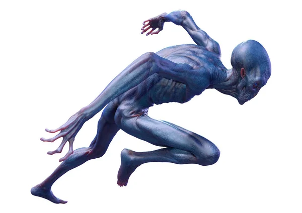 Representación Alienígena Azul Aislado Sobre Fondo Blanco —  Fotos de Stock