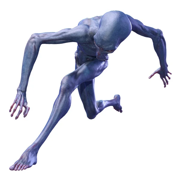 Representación Alienígena Azul Aislado Sobre Fondo Blanco —  Fotos de Stock