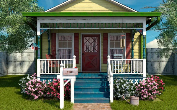 Rendering Portico Esterno Cottage — Foto Stock