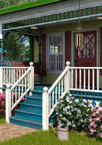 Rendering Cottage Porch Exterior — Stock Photo, Image