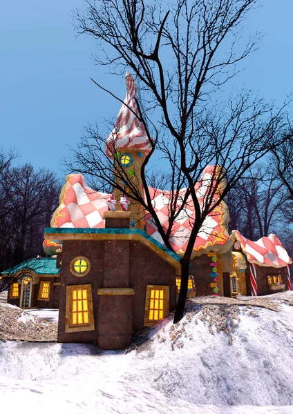 Rendering Fairy Tale Gingerbread House — Stock Photo, Image