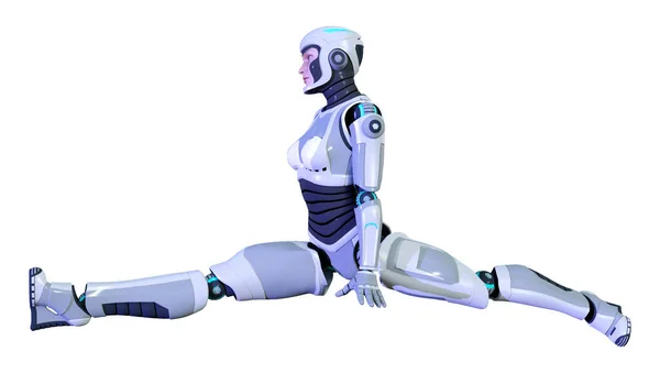 Återgivning Kvinnlig Robot Isolerad Vit Bakgrund — Stockfoto