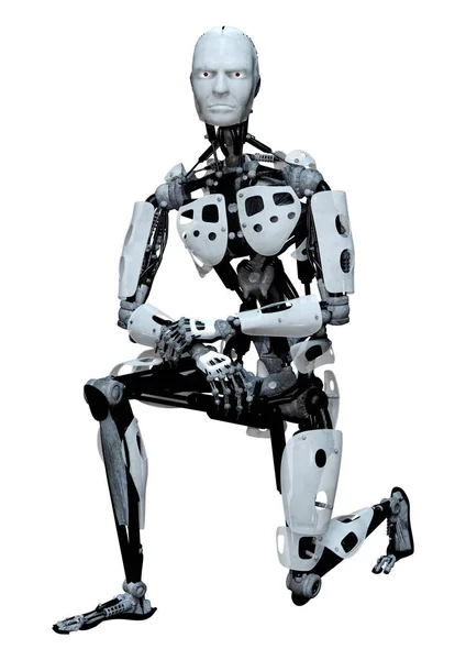 Rendering Robot Maschio Isolato Sfondo Bianco — Foto Stock