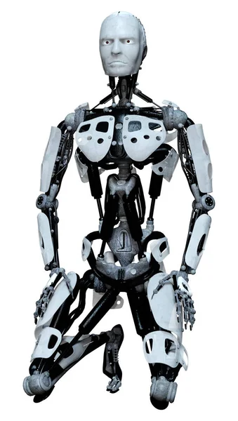 Weergave Van Een Mannelijke Robot Geïsoleerd Witte Achtergrond — Stockfoto