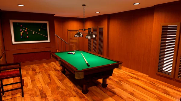 Rendering Billiard Room Interior — Stock Photo, Image