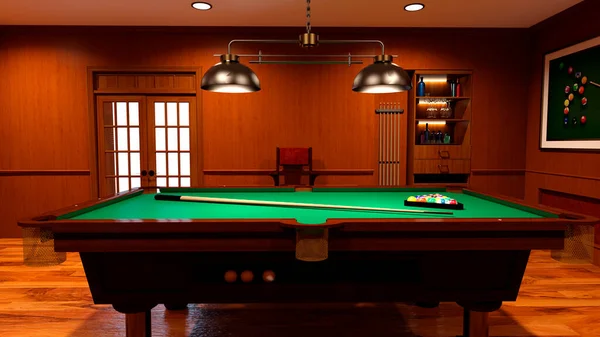 Rendering Billiard Room Interior — Stock Photo, Image