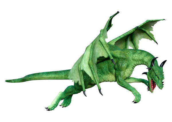 Darstellung Eines Fantasie Drachen Isoliert Auf Weißem Hintergrund — Stockfoto