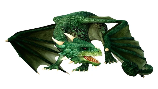 Rendu Dragon Fantasme Isolé Sur Fond Blanc — Photo