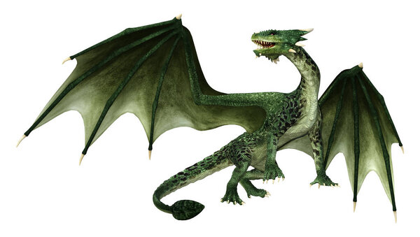 3D рендеринг фантазии дракона изолированы на белом фоне
