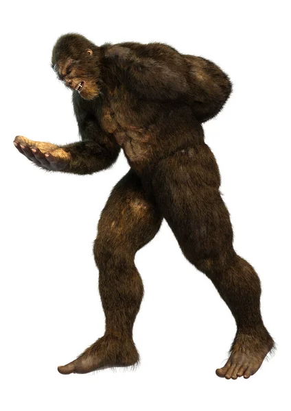 Weergave Van Een Sasquatch Bigfoot Geïsoleerd Witte Achtergrond — Stockfoto