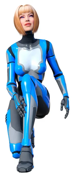 Rendering Female Robot Isolated White Background — Stock Photo, Image