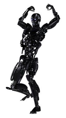 Beyaz arkaplanda izole edilmiş bir erkek robotun 3B görüntülemesi