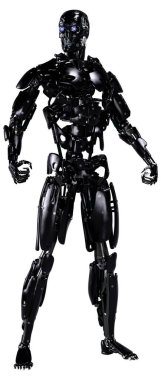 Beyaz arkaplanda izole edilmiş bir erkek robotun 3B görüntülemesi