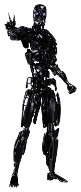 Beyaz arkaplanda izole edilmiş bir erkek robotun 3B görüntülemesi