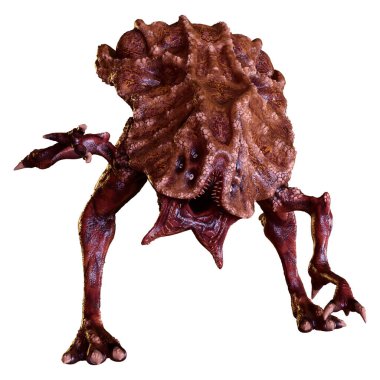 Beyaz arka planda izole edilmiş bir fantezi yaratığın 3 boyutlu canlandırması