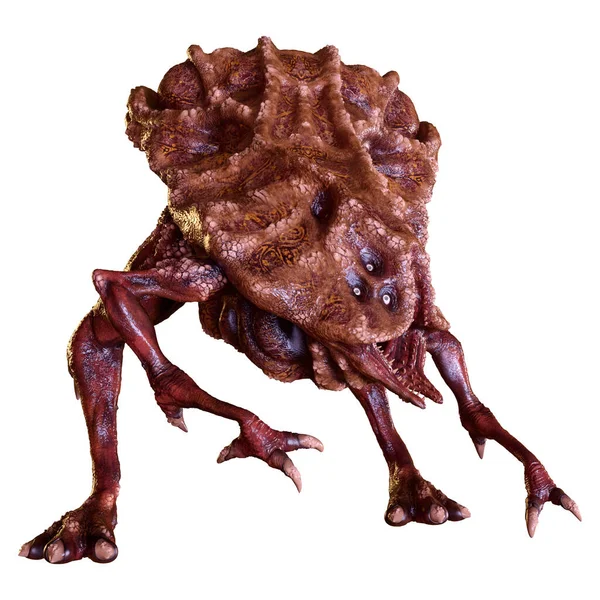 Beyaz arka planda izole edilmiş bir fantezi yaratığın 3 boyutlu canlandırması