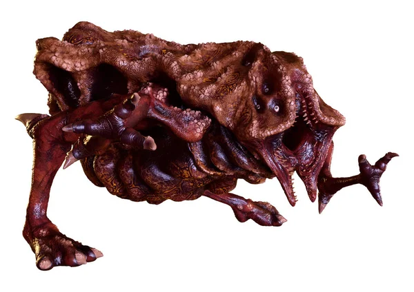 Beyaz arka planda izole edilmiş bir fantezi yaratığın 3 boyutlu canlandırması