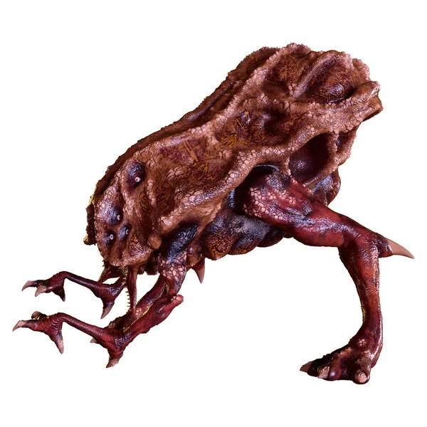 Beyaz arka planda izole edilmiş bir fantezi yaratığın 3 boyutlu canlandırması