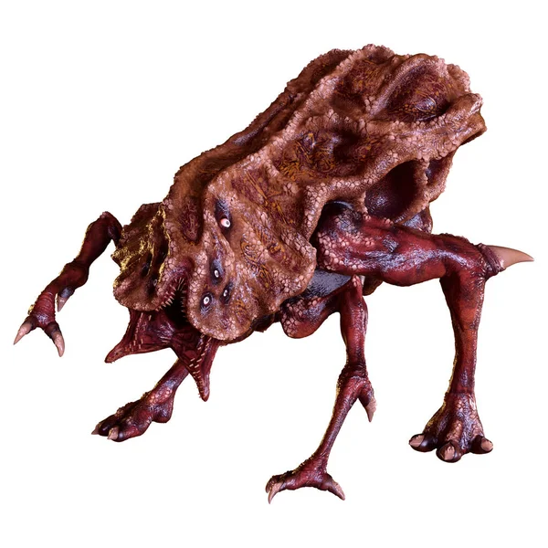 Beyaz arka planda izole edilmiş bir fantezi yaratığın 3 boyutlu canlandırması