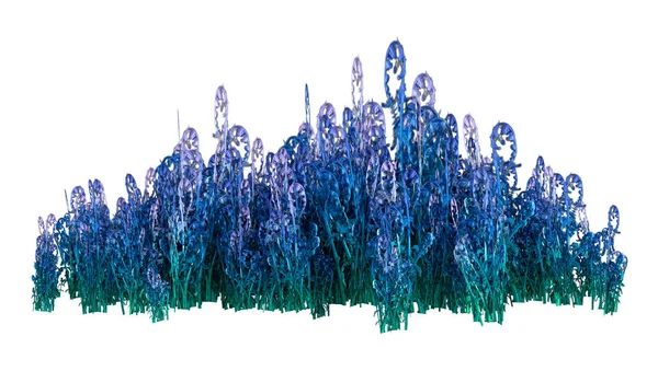 Beyaz arka planda izole edilmiş bir fantezi uzaylı otunun 3 boyutlu yansıması