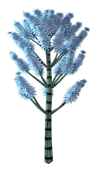 白い背景に隔離された青いファンタジーエイリアンの木の3Dレンダリング — ストック写真