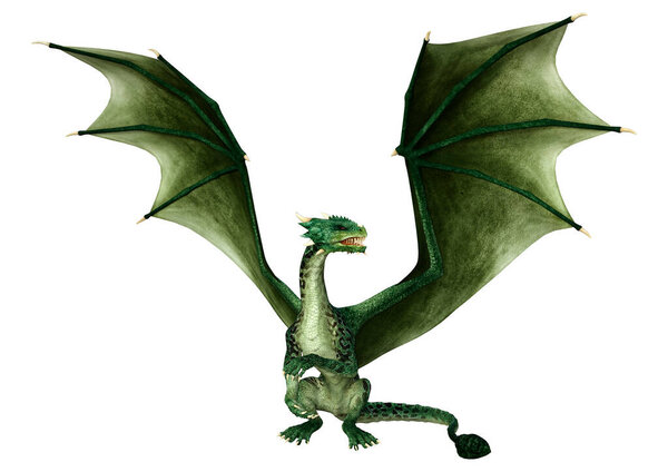 3D рендеринг фантазии дракона изолированы на белом фоне