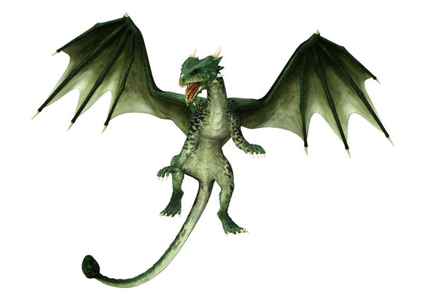 3D рендеринг фантазии дракона изолированы на белом фоне
