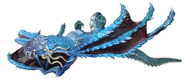 Beyaz arka planda izole edilmiş bir fantezi ejderhanın 3 boyutlu canlandırması