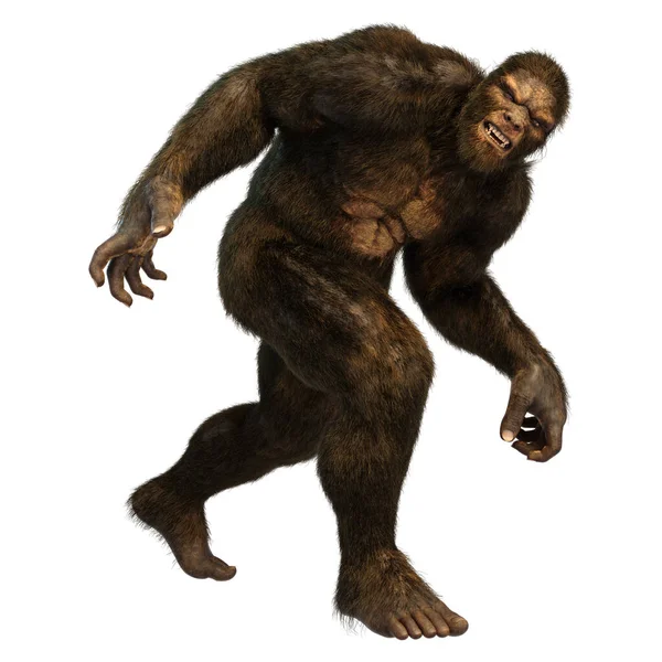 Rendering Sasquatch Bigfoot Isolated White Background — Stock Photo, Image