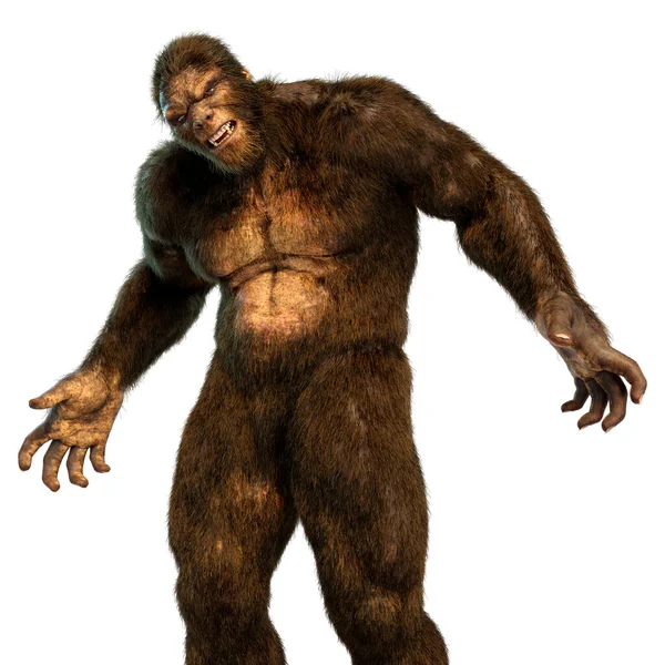 Rendering Sasquatch Bigfoot Isolato Sfondo Bianco — Foto Stock