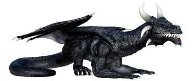 Beyaz arka planda izole edilmiş bir fantezi ejderhanın 3 boyutlu canlandırması