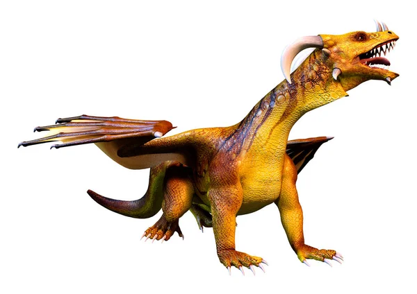 Darstellung Eines Fantasie Drachen Isoliert Auf Weißem Hintergrund — Stockfoto