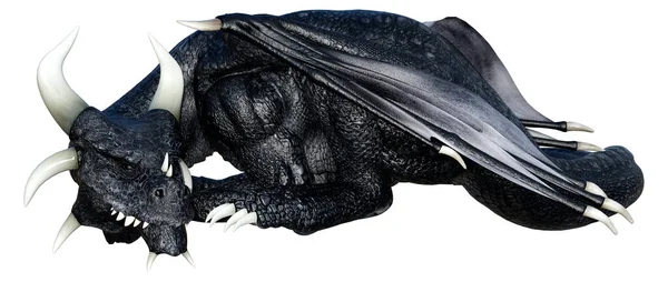 Beyaz arka planda izole edilmiş bir fantezi ejderhanın 3 boyutlu canlandırması