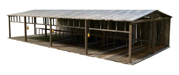 白地に隔離された中世の納屋の3Dレンダリング — ストック写真