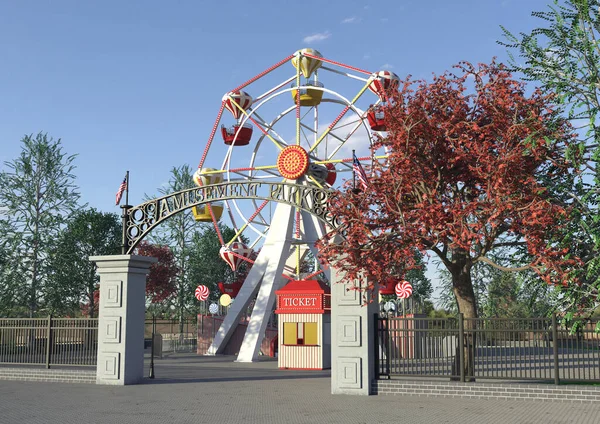 Rendering Parco Divertimenti Vintage — Foto Stock