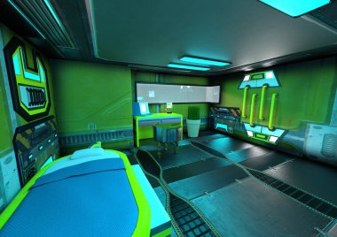 Bir bilim kurgu uzay istasyonunun 3 boyutlu görüntülemesi