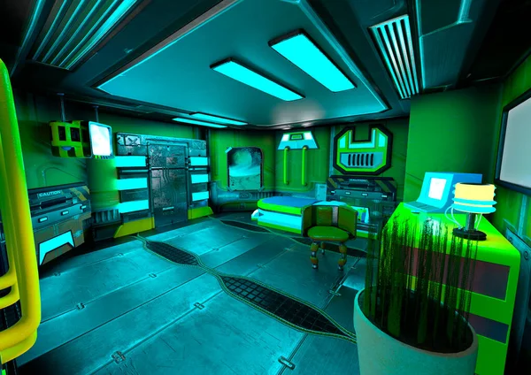 Representación Del Interior Una Estación Espacial Ciencia Ficción — Foto de Stock