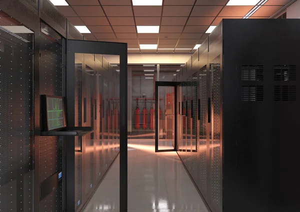 Rendering Server Room Interior — Stock Photo, Image