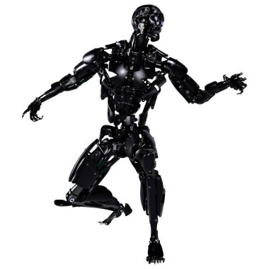 Beyaz arkaplanda izole edilmiş bir erkek robotun 3B görüntülemesi