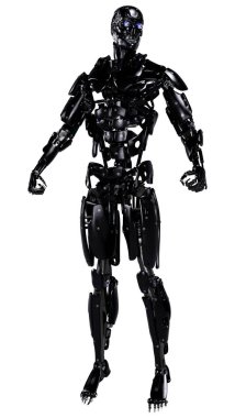 Beyaz arkaplanda izole edilmiş bir erkek robotun 3B görüntülemesi