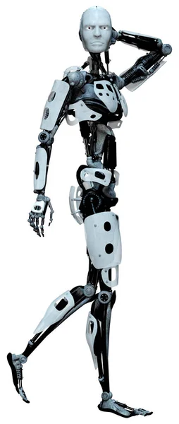 Representación Robot Macho Aislado Sobre Fondo Blanco —  Fotos de Stock