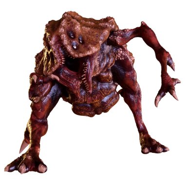 Beyaz arka planda izole edilmiş bir fantezi yaratığın 3 boyutlu canlandırması