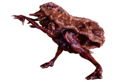 Beyaz arka planda izole edilmiş bir fantezi yaratığın 3 boyutlu canlandırması