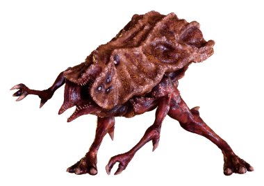 Beyaz arka planda izole edilmiş bir fantezi yaratığın 3 boyutlu canlandırması