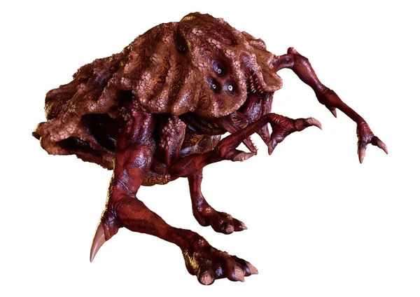 Beyaz arka planda izole edilmiş bir fantezi yaratığın 3 boyutlu canlandırması