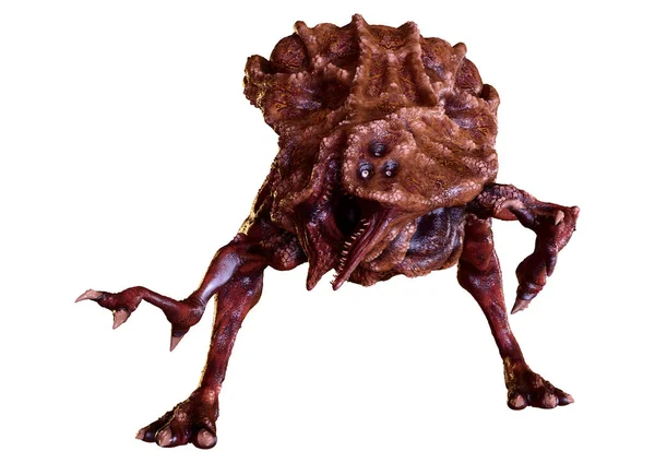 Beyaz arka planda izole edilmiş bir fantezi yaratığın 3 boyutlu canlandırması