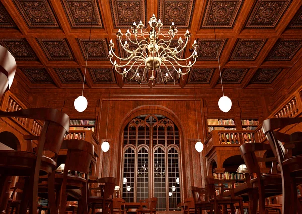 Rendering Old Library Interior — Foto Stock